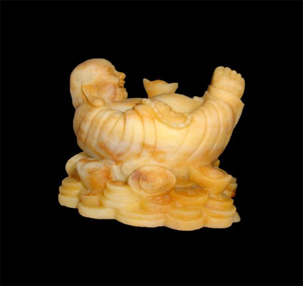 SOLD: Very Conented Happy Buddha Lying on Gold