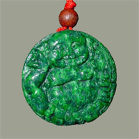 Whimsical  Happy Buddha Round Pendant