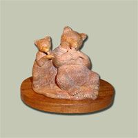 Whimsical Honey Bear With Her Baby