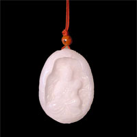 Enchantingly Spiritual Inset Kwan Yim Right Benediction w/ Flower Pendant