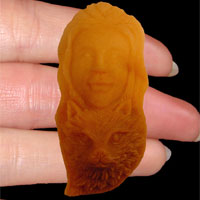 Trendy Cameo: American Indian Woman Face Over Wolf Face