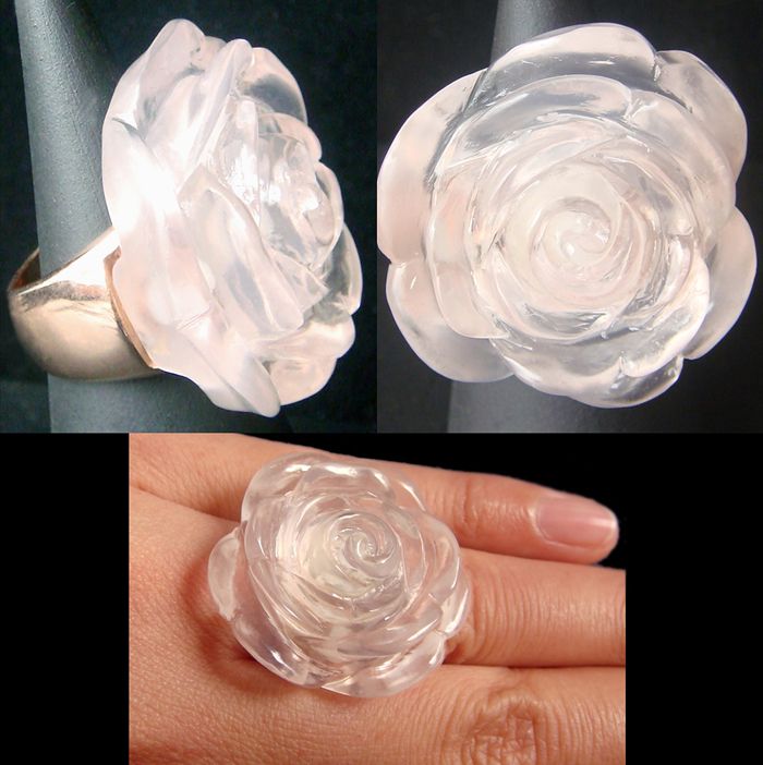 Fabulously Feminine David-Wedd Style Ring: Rose #1 - 18K Pink-Gold Vermeil Ring -- Size 7.5