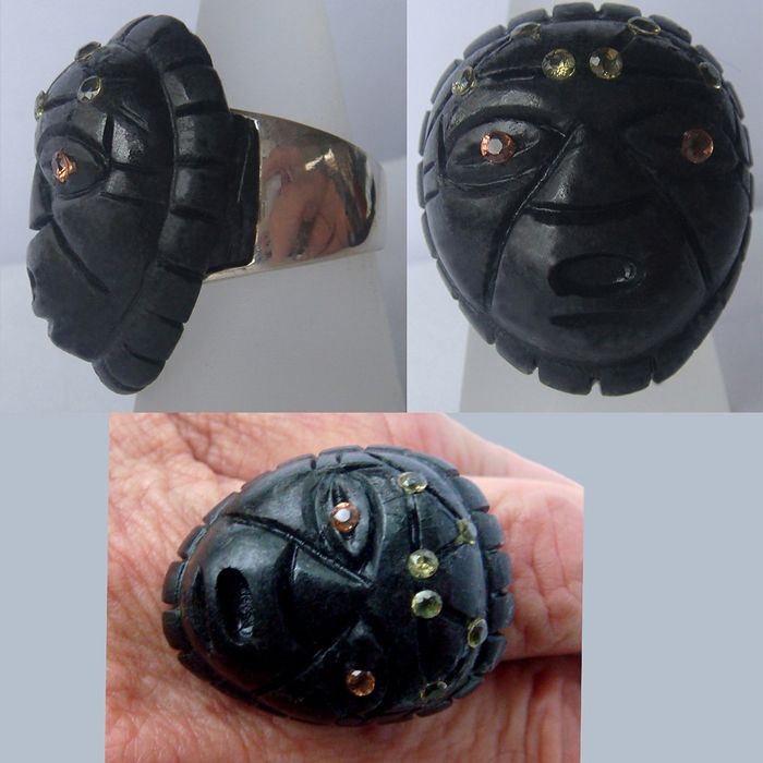 Irresistibly Chic David-Webb Style Ring: Tiki #2 -- Size 9